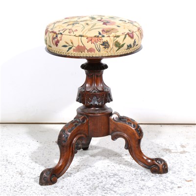 Lot 436 - A Victorian walnut music stool