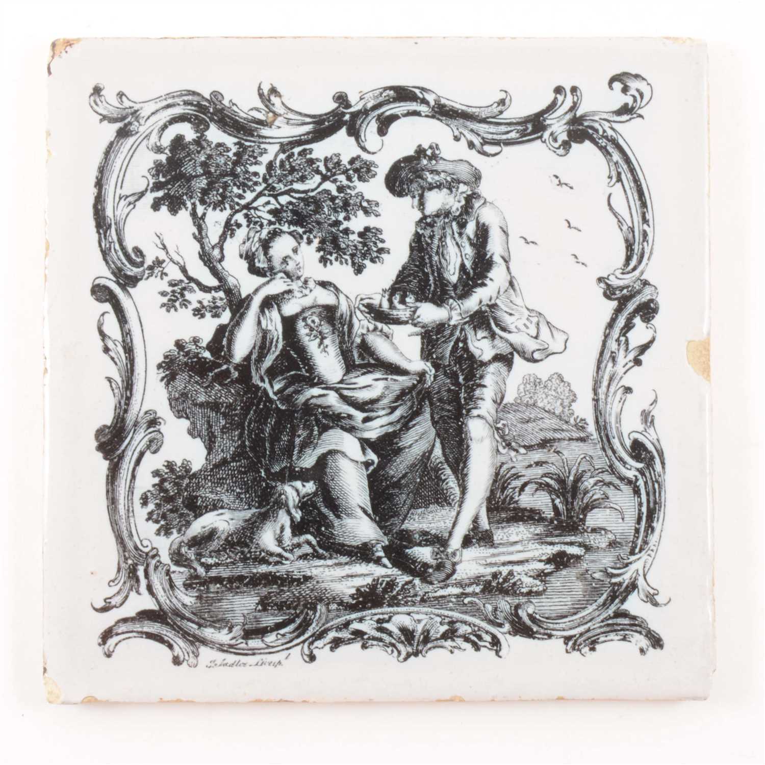 Lot 15 - An English delft tile, by John Sadler of Liverpool, 1760's