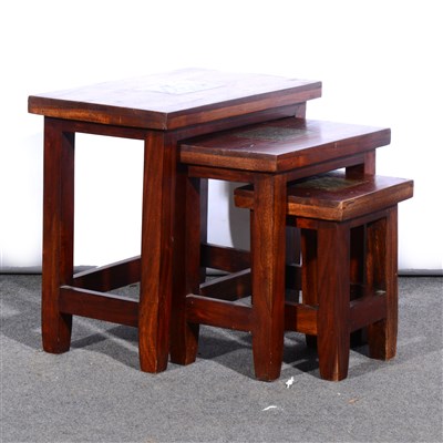 Lot 511 - A nest of thee hardwood tables, ...