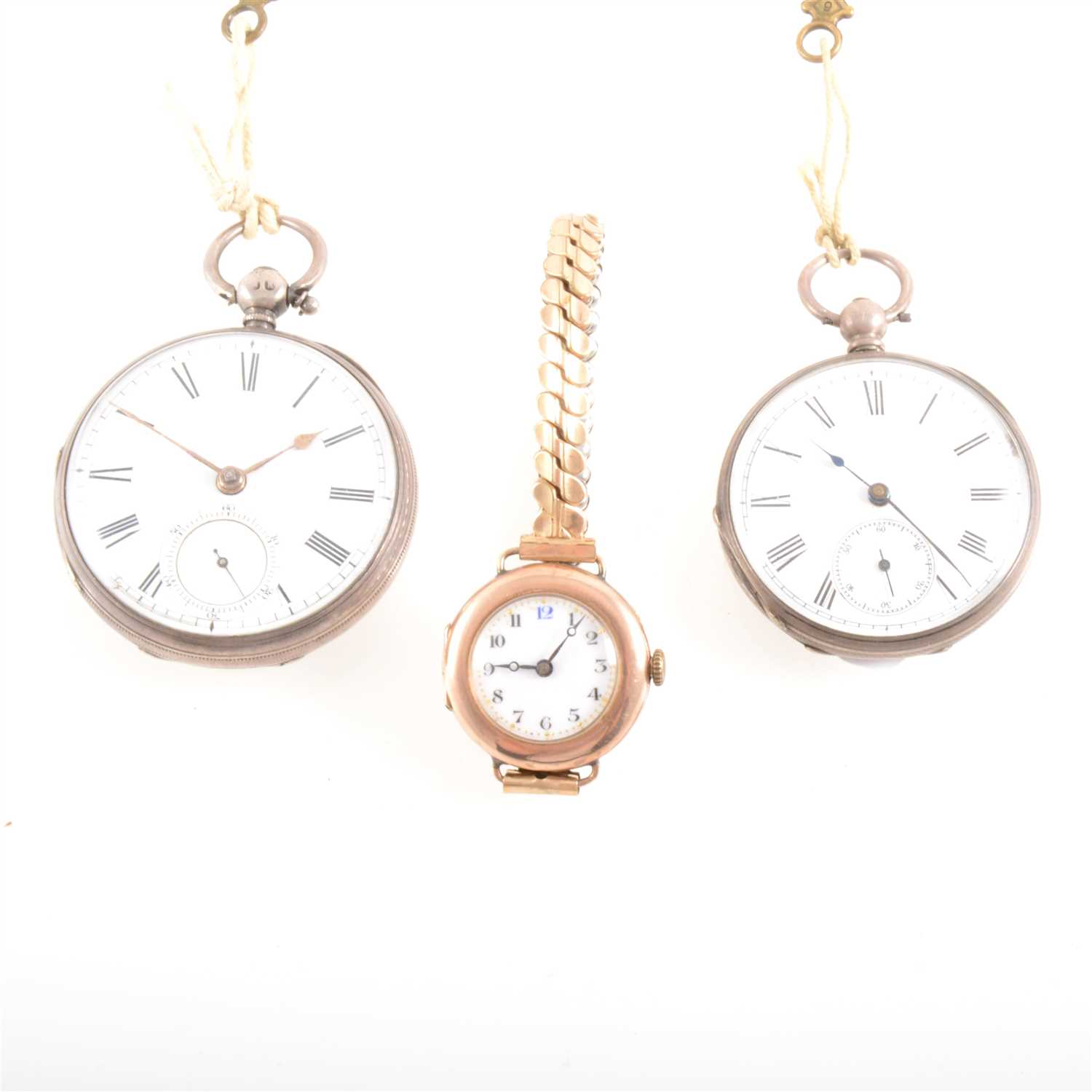 Lot 238 - Two silver pocket watches and a 9 carat lady'