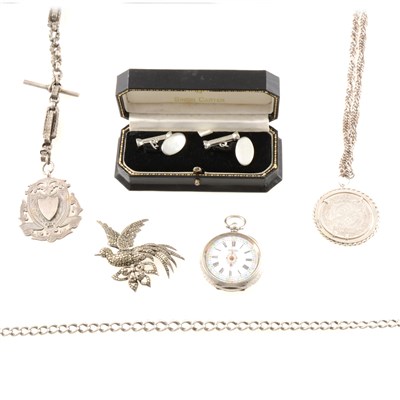 Lot 214 - A collection of silver and white metal jewellery.