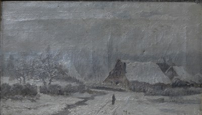 Lot 295 - A de Bisauy, Winter landscape, oil on canvas