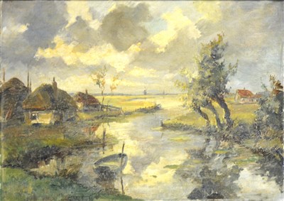 Lot 381 - English School, 19th Century, river landscape,...