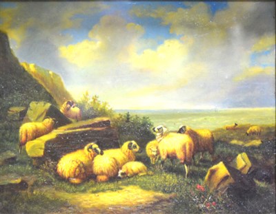 Lot 505 - After Eugene Verboechhoven, sheep by the sea, ...