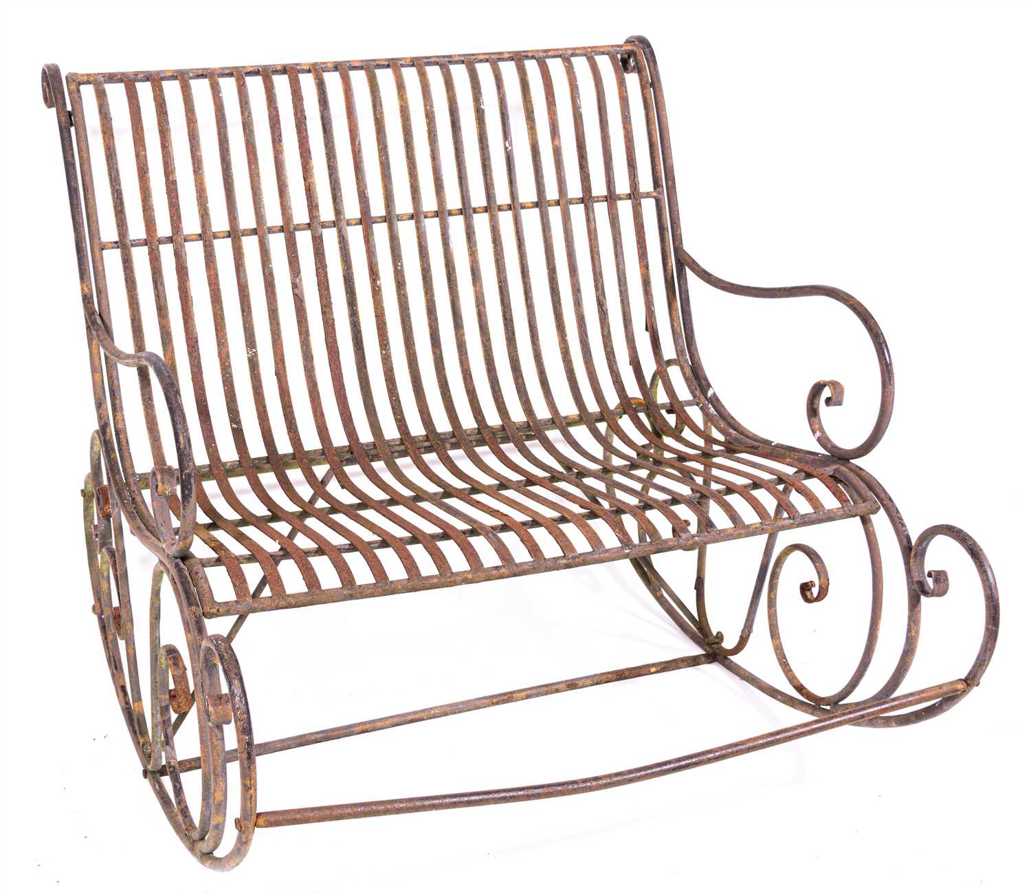 Metal Garden Rocking Bench Lot 535 - A wrought and tubular metal garden rocking