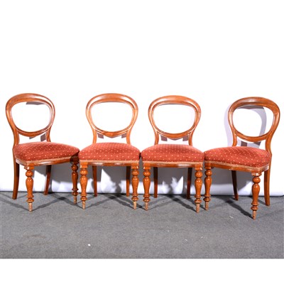 Lot 447 - Set of six Victorian stained walnut balloon-back dining chairs