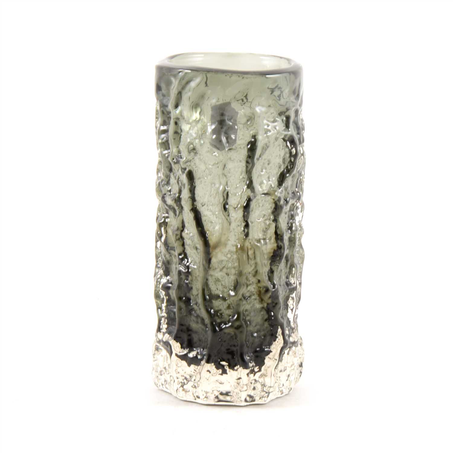 Lot 33 - Whitefriars Textured Glass vase, bark effect, pewter colourway