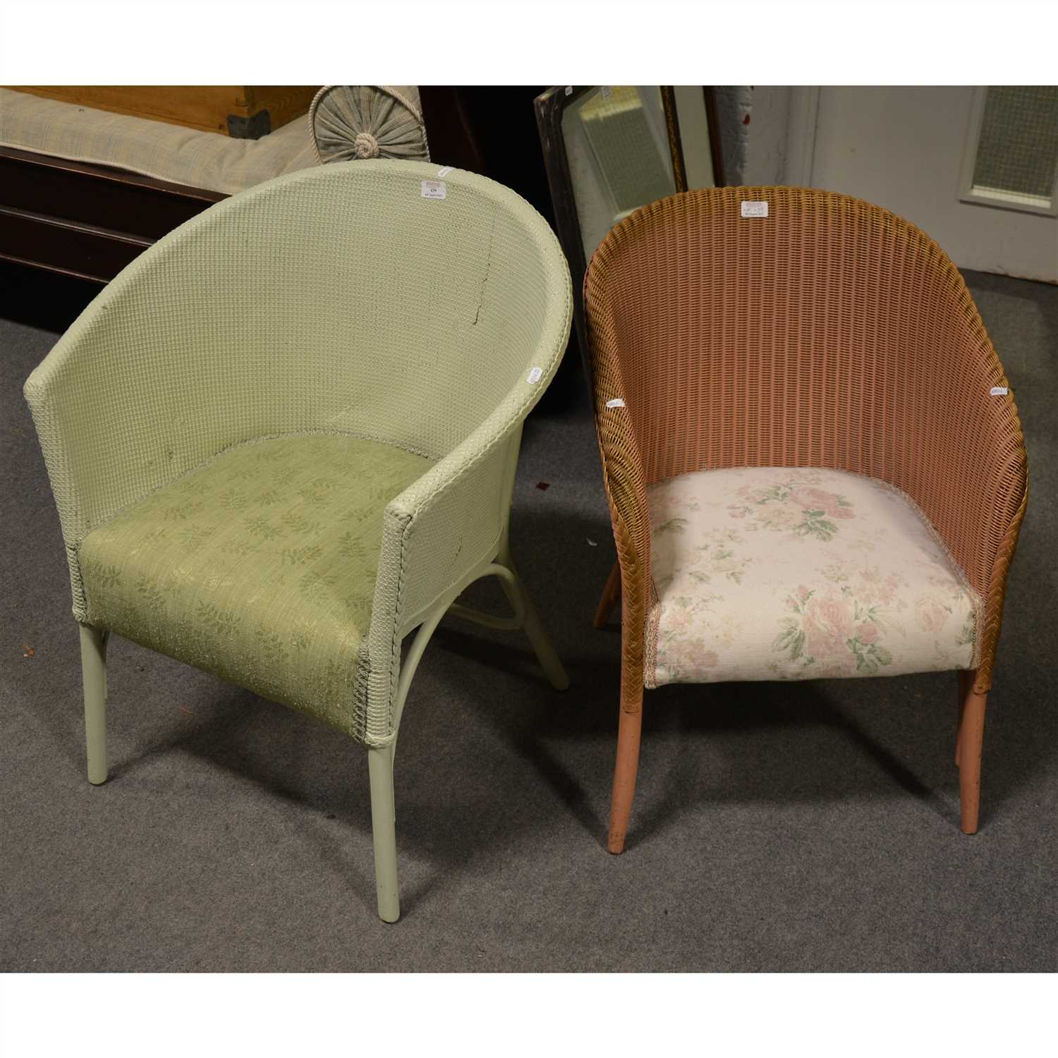 Lot 405 - A Lloyd Loom bedroom chair, ...