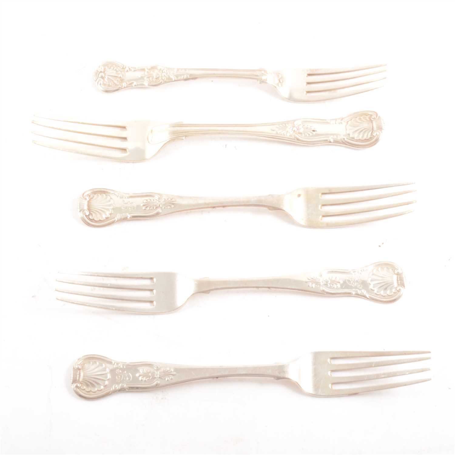 Lot 201 - A quantity of silver and silver-plated flatware in variations of the Kings Pattern