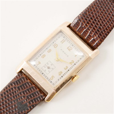 Lot 293 - Pierce - A gentleman's 9 carat yellow gold wrist watch.