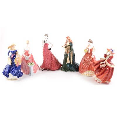 Lot 21 - A Royal Doulton figure, Top O'the Hill, HN1834, 21cm; and five other decorative figures