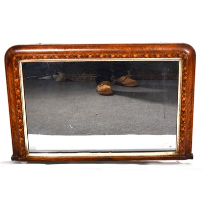 Lot 470 - A Victorian walnut and Tunbridge banded overmantel