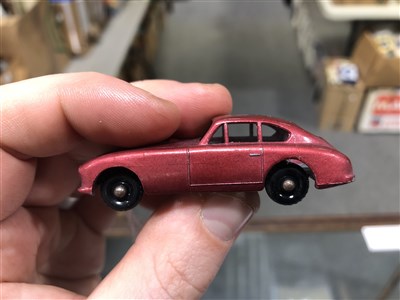 Lot 265 - Matchbox Toys; no.53 Aston Martin DB2, metallic red body, black plastic wheels, boxed