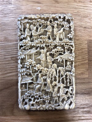 Lot 78 - Cantonese carved ivory card case.