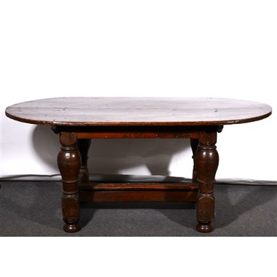 Lot 442 - A joined oak dining table, probably Dutch 18th Century