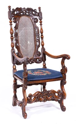 Lot 393 - A French walnut elbow chair, of early 18th century design