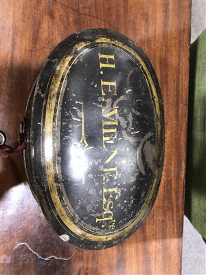 Lot 173 - A Barrister's wig, in an oval tin box, named H.E. MILNE Esq.