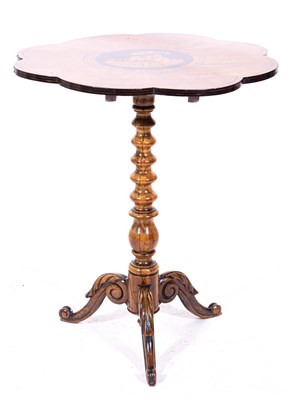 Lot 464 - An Italian olivewood and marquetry pedestal table, mid 19th century