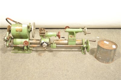 Lot 480 - ROLLO ELF lathe with tin containing tools etc.