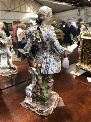 Lot 44 - A pair of large Meissen porcelain figures, Lady and Gentleman in 18th Century costume