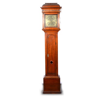 Lot 540 - An oak longcase clock, square brass dial,...
