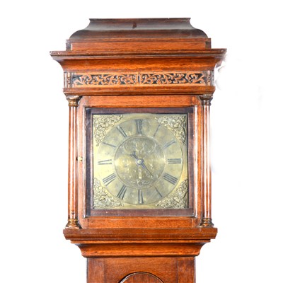 Lot 540 - An oak longcase clock, square brass dial,...