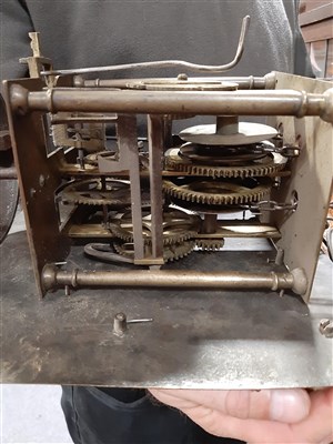 Lot 540 - An oak longcase clock, square brass dial,...