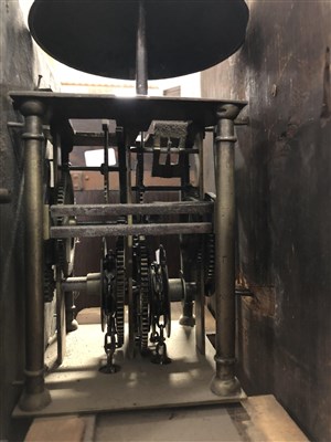 Lot 540 - An oak longcase clock, square brass dial,...