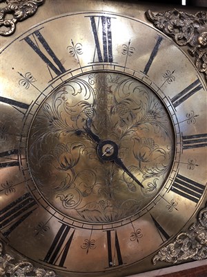 Lot 540 - An oak longcase clock, square brass dial,...