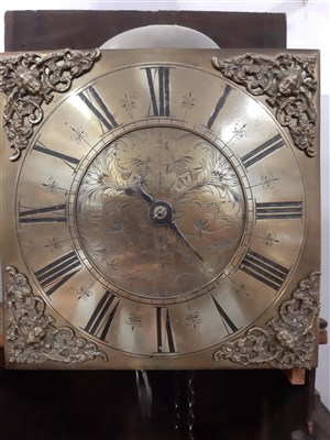 Lot 540 - An oak longcase clock, square brass dial,...