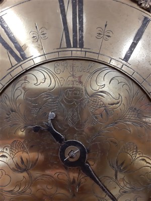 Lot 540 - An oak longcase clock, square brass dial,...