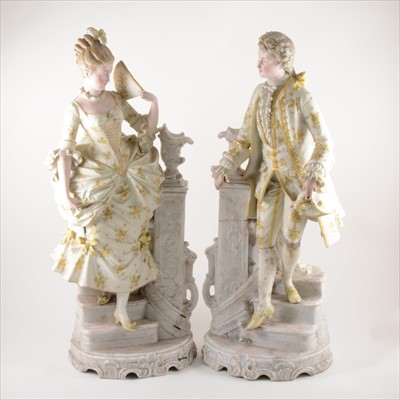 Lot 502 - A pair of large French porcelain figures
