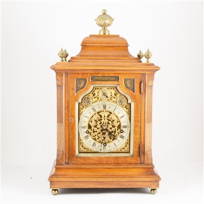 Lot 323 - Winterhalder & Hofmeier, German walnut cased mantel clock, circa 1900