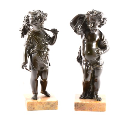 Lot 169 - After Clodion, two bronze models of cherubs