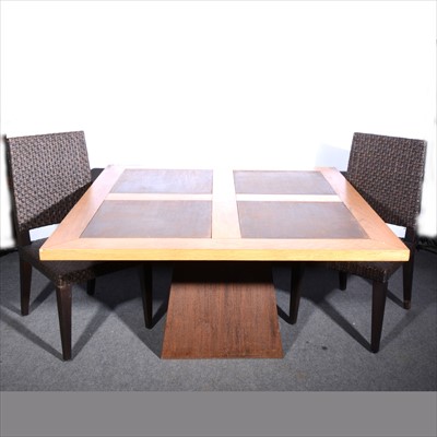 Lot 401 - A contemporary dining table and sideboard, together with set of eight associated chairs.