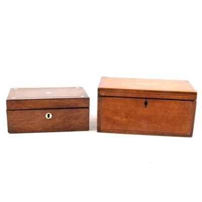 Lot 281 - George III satinwood tea caddy, and a Victorian rosewood work box.