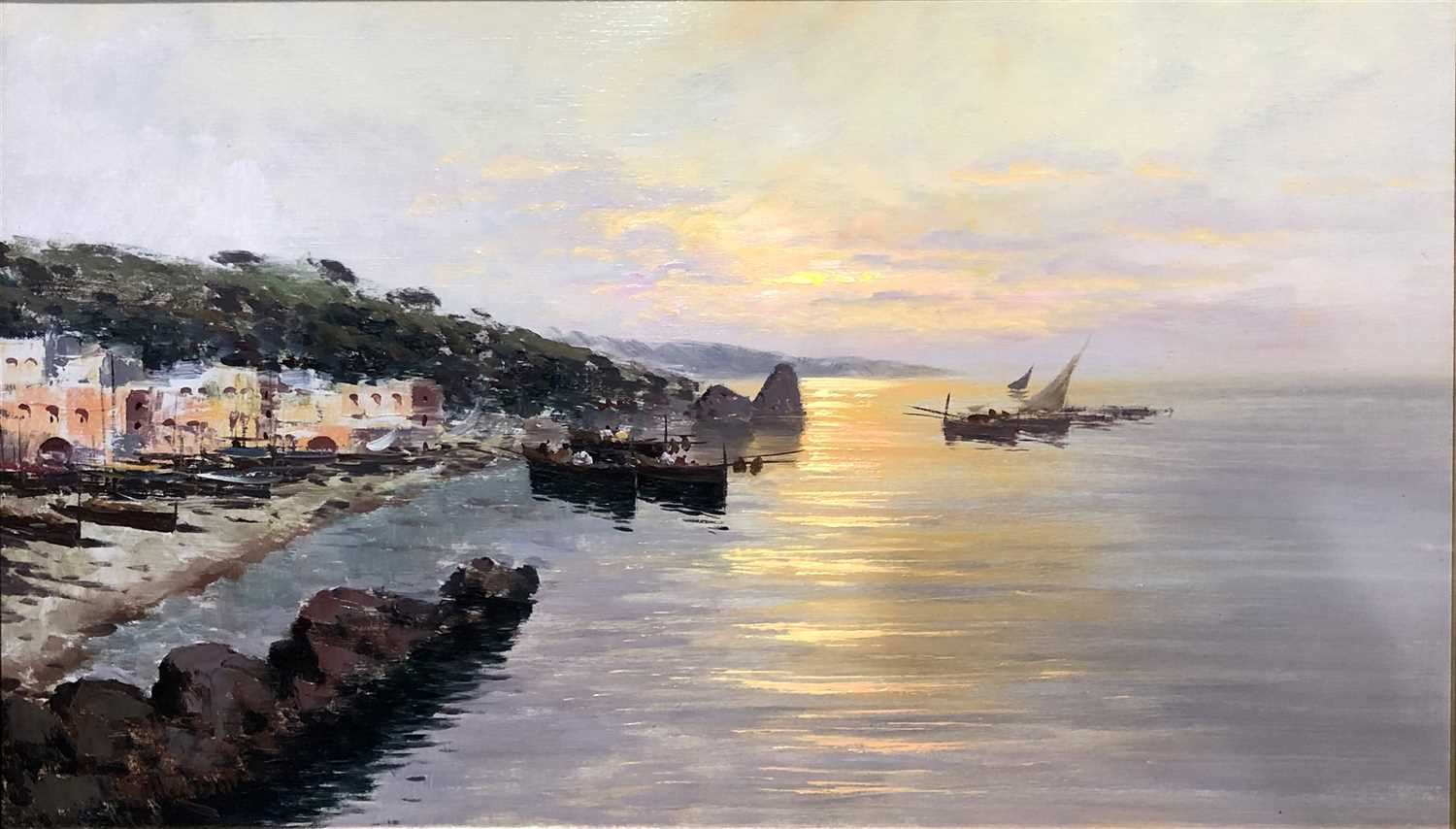 Lot 471 - Antonio Sannino, Bay of Naples, a pair, oil on canvas