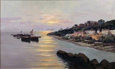 Lot 471 - Antonio Sannino, Bay of Naples, a pair, oil on canvas