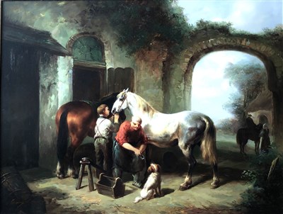 Lot 513 - Georgiou Casini, The Blacksmith, oil on panel