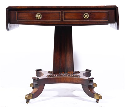 Lot 481 - A Regency mahogany pedestal sofa table, D-shape leaf