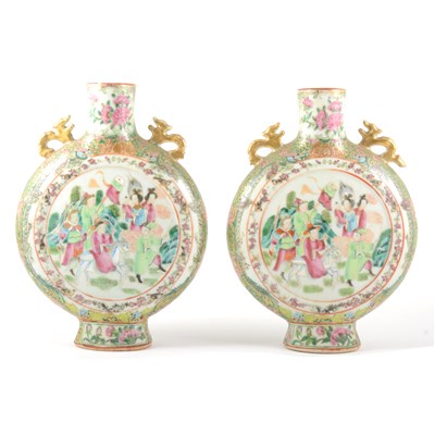 Lot 54 - Pair of Cantonese moon flasks, probably early 20th century