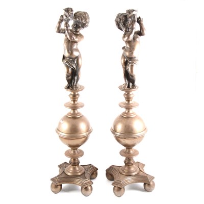 Lot 143 - A pair of early 20th Century French cast metal chenets