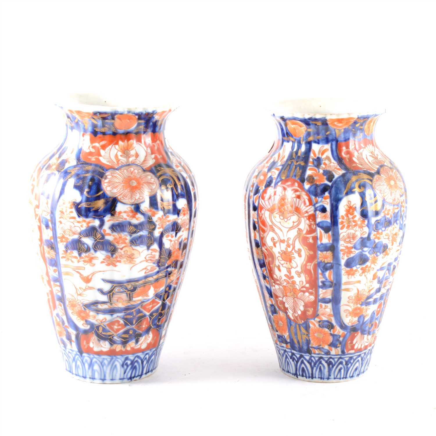 Lot 6 - A pair of Japanese Imari vases