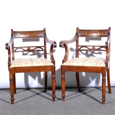 Lot 541 - A pair of George III style mahogany elbow chairs, ...