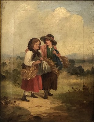 Lot 303 - Victorian School, Gathering Corn, oil on canvas