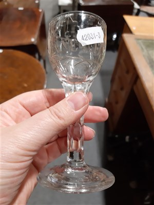 Lot 17 - An antique bell shaped ale glass, and four others.