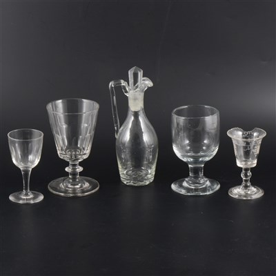 Lot 89A - A Victorian ale glass, knopped stem, circular foot, 14.5cm; a collection of Victorian and later glass.
