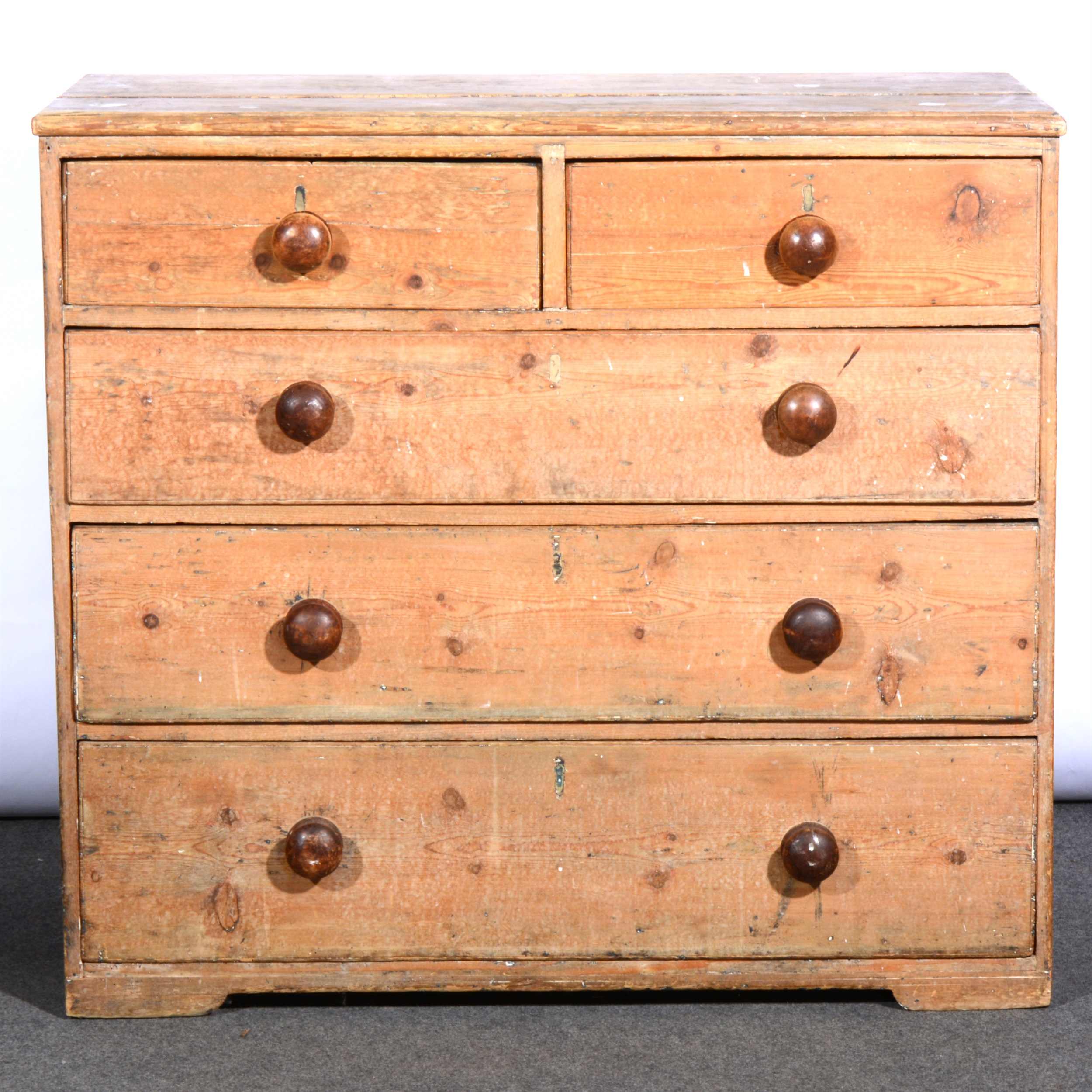 Lot 505 A Victorian stripped pine chest of drawers,