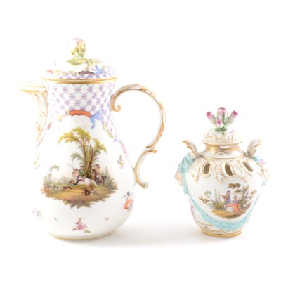 Lot 16 - A Meissen porcelain pear-shape jug, probably late 19th Century