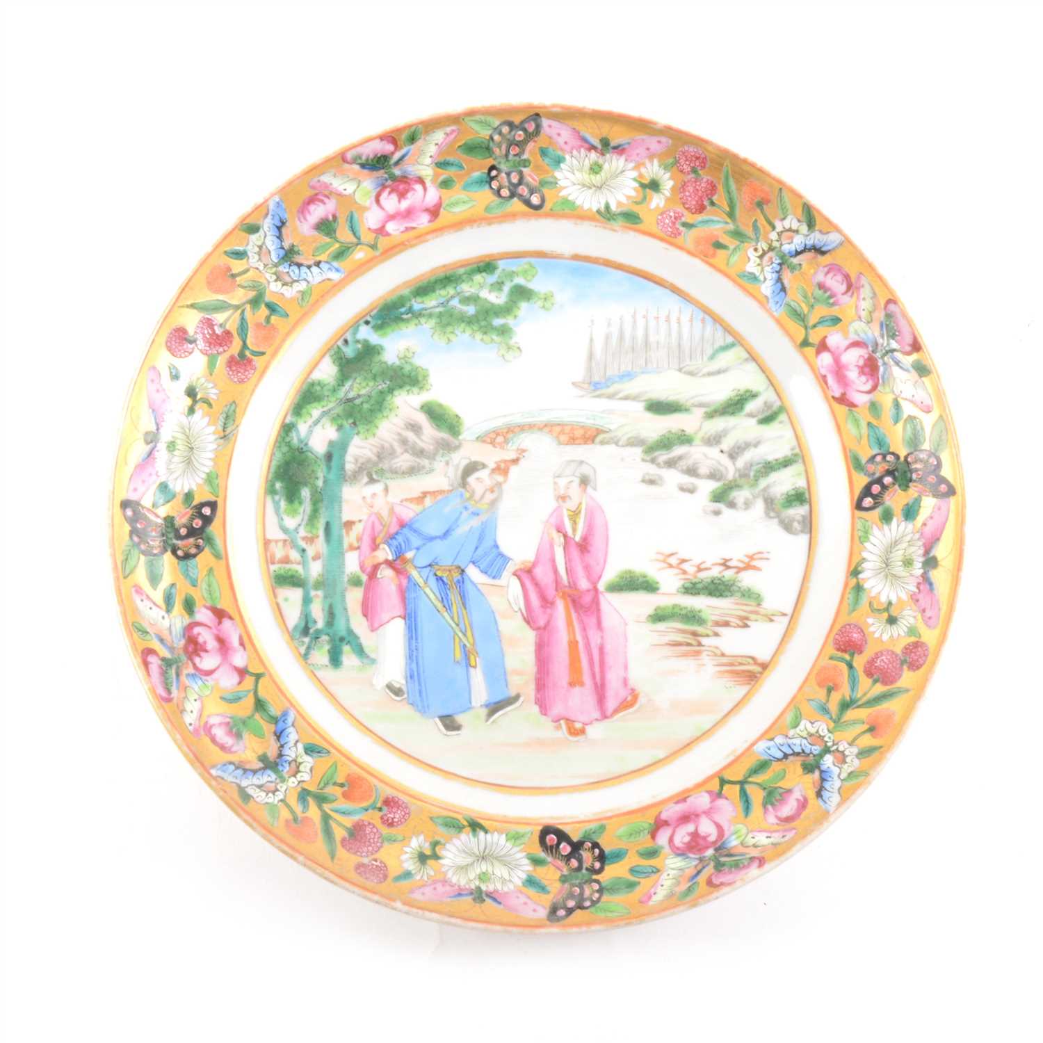 Lot 41 - Chinese export porcelain plate, decorated with figures by a river
